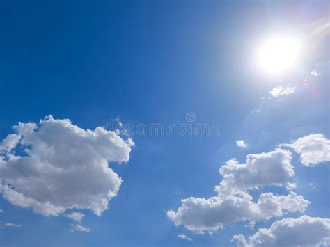 Cloudy Blue Sky White Clouds Panoramic Scene View Beautiful Natural