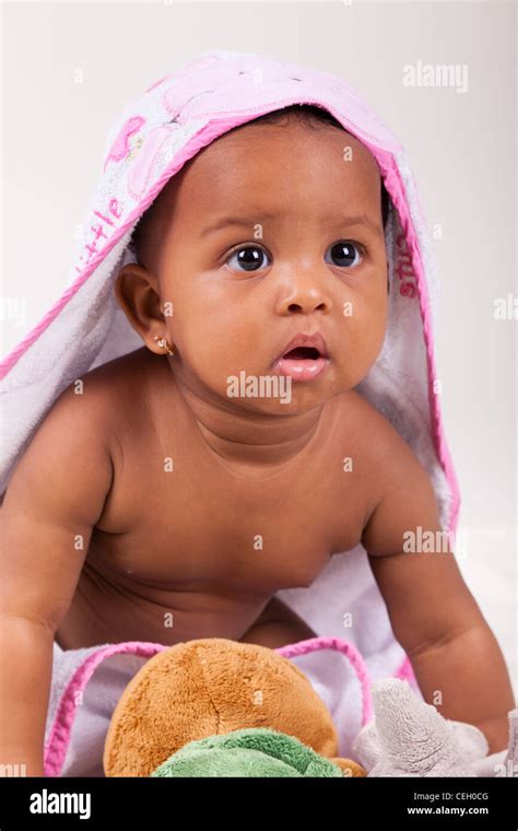 Adorable Little African American Baby Girl Looking Stock Photo Alamy