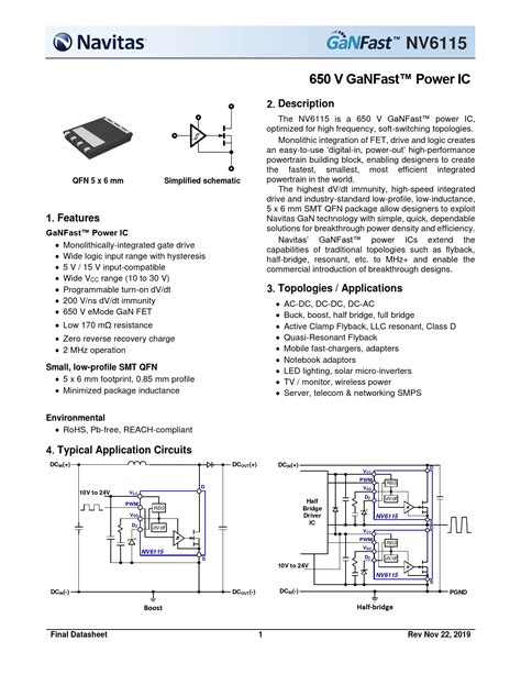 Datasheet Nv6115 Navitas Semiconductor Preview And Download