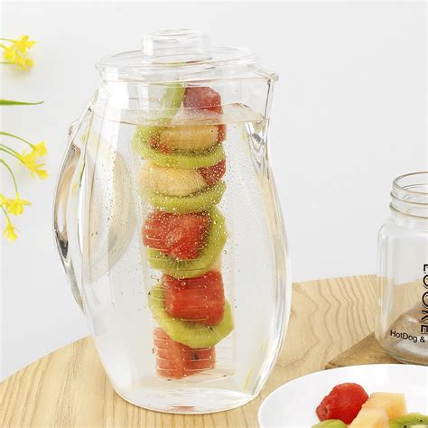 2 8l Glass Fruit Infuser Water Pitcher With Removable Lid High Heat Resistance Infusion Pitcher