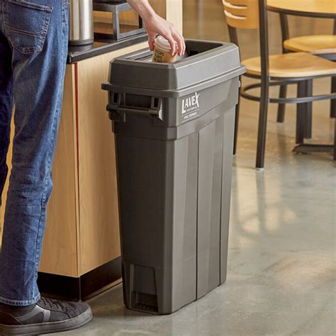 Lavex Janitorial Pro Series 23 Gallon Gray Slim Rectangular Trash Can
