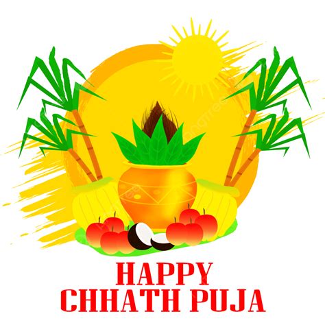Feliz Chhath Puja Festival Fruta Com Design Kalash Png Chhath Puja