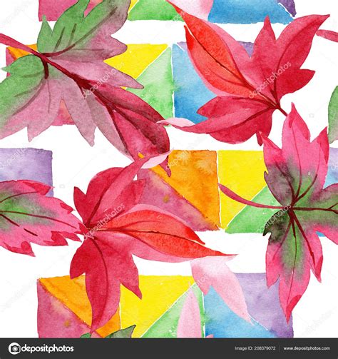 Colorful Autumn Leaves Watercolor Style Seamless