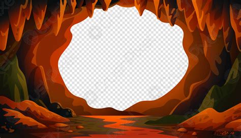 Cave Vector Background Cartoon Cave Landscape With A Blank Center