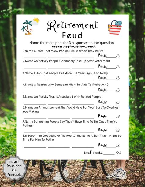 Printable Free Printable Retirement Games