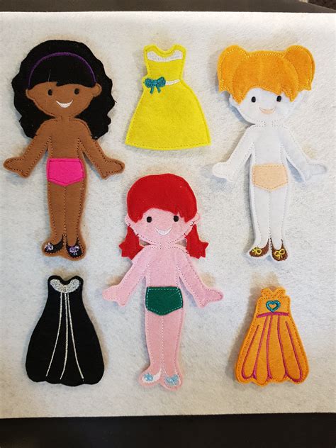 In The Hoop Felt Fun Dress Up Doll Basic Set Embroidery Machine Designs Dress Up Dolls