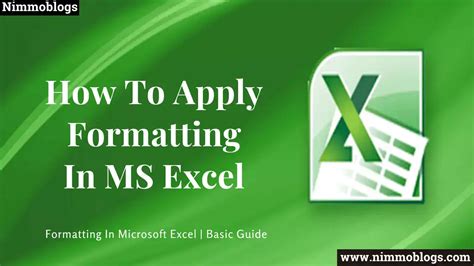 Formatting In Excel Basic Guide Nimmoblogs