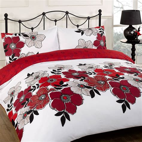 Duvet Quilt Cover Bedding Set Red White Single Double King Kingsize Super King Ebay