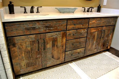 Along with your shower, toilet and sink, regularly disinfect your cabinets to make sure they stay sanitary. Barn wood bathroom cabinets - Sustainable Lumber Company