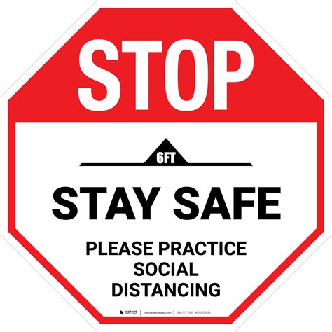 Stop Stay Safe Please Practice Social Distancing Stop Floor Sign
