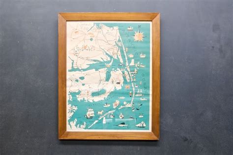 Vintage Obx Outer Banks Map 20th Century Vintage Furnishings And Design