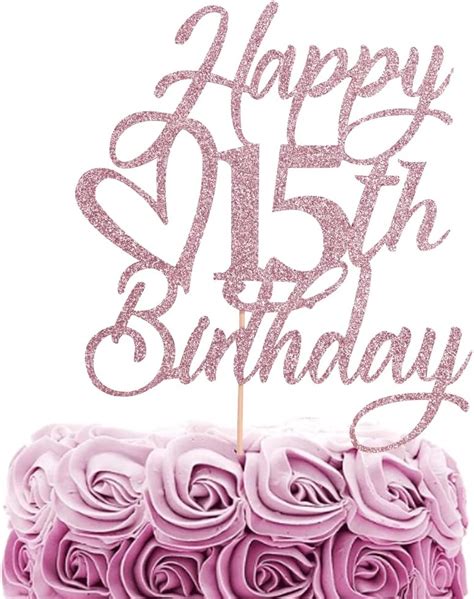Buy Happy 15th Birthday Cake Topper 15th Cake Topper Rose Gold Happy