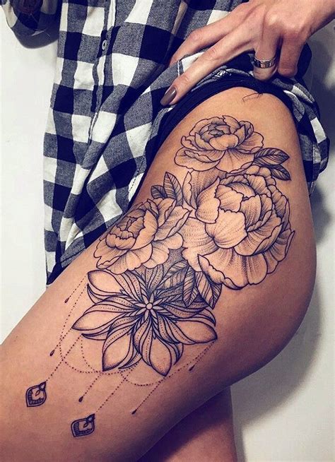 Flower Thigh Tattoo Drawings For Women Viraltattoo
