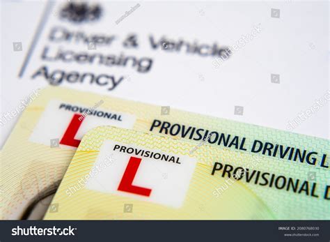 Uk Provisional Driving Licence Cards Placed Stock Photo 2080768030