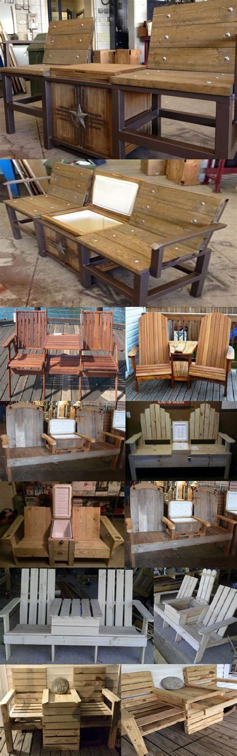 Cut two 2×4's to 23″ (a) for the front legs. JACK AND JILL CHAIRS! Two Chairs with a table/cooler in the middle! | Wood patio furniture ...