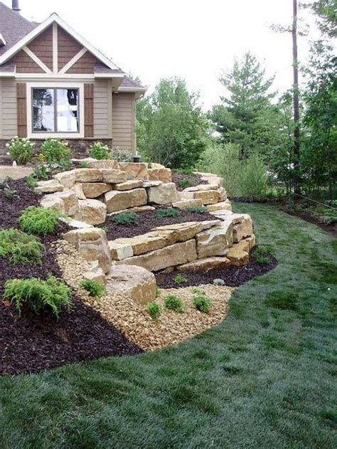 Colorful Front Yard With Rock Makeover Ideas 62 Large Backyard