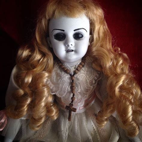 Bastet2329 Ooak Creepy Blonde Sitting Doll With Rosary And Black Eyes