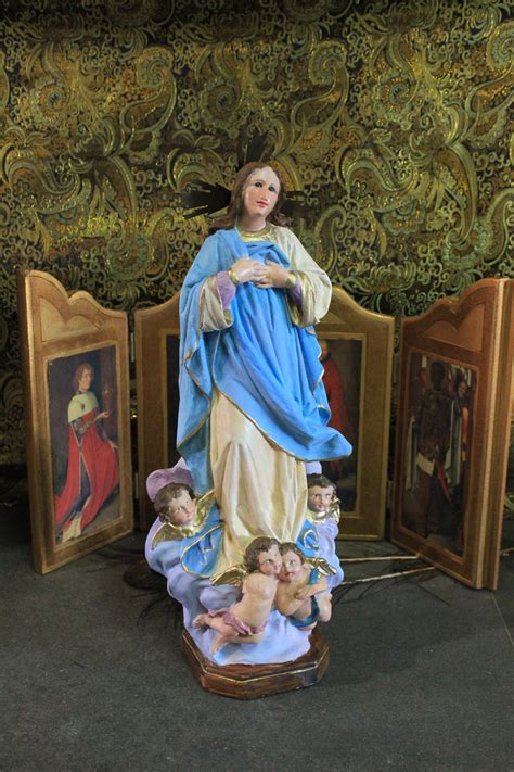 Escultura Virgen Inmaculada Concepción Antigua Virgen Etsy