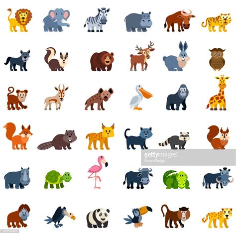 Set Of Wild Animal Characters Animals Wild Animals Cartoon Animals