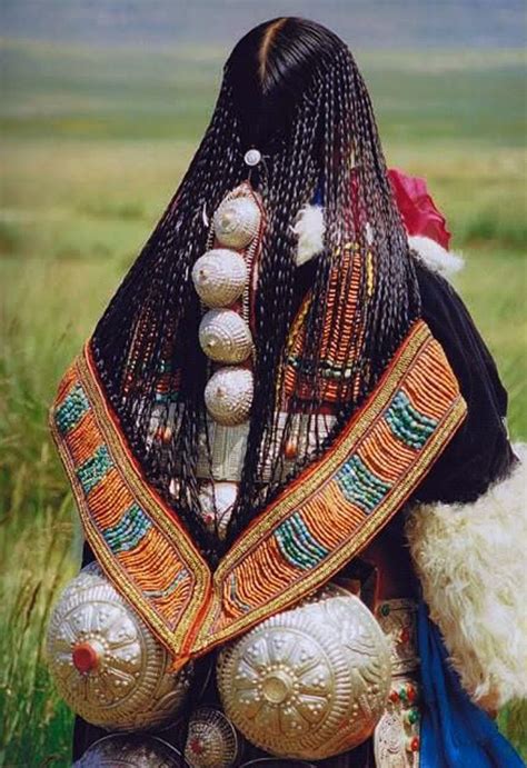 Tibetan Nomad Woman With Her Hair Plaited In 108 Braids Or As Close As