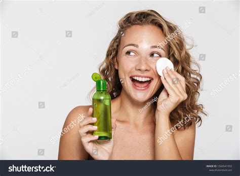 Image Nice Halfnaked Woman Laughing Using Stock Photo