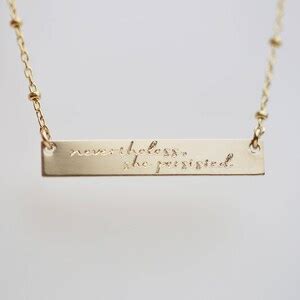 Inspirational Quote Necklace Nevertheless She Persisted Etsy