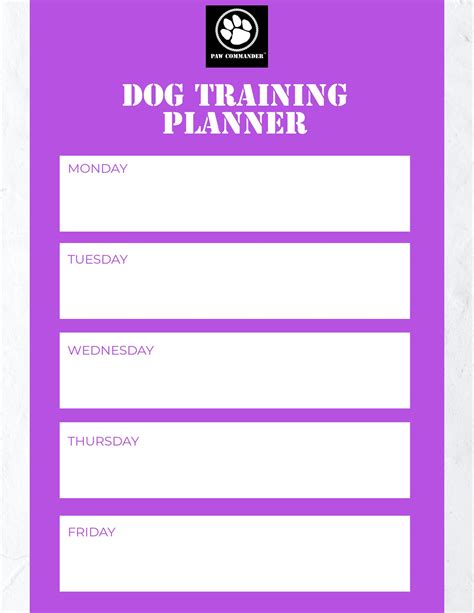 Weekly Dog Training Planner Template Printable Download Etsy