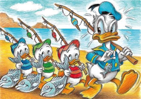 Donald Duck And Nephews Lets Fish Giclée Signed By Joan Catawiki