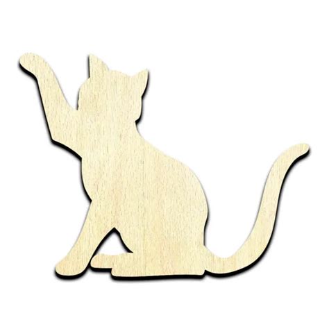 Laser Cut Out Wood Cat Wood Shape Craft Supply Unfinished Laser Cut