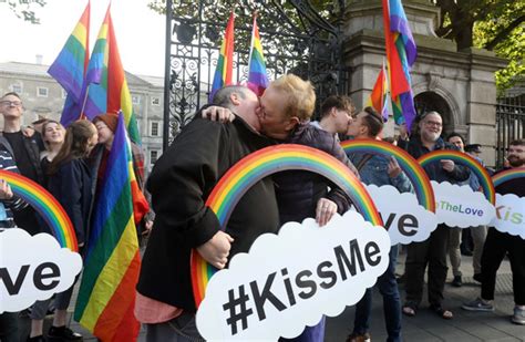 Lgbt Couples Stage Kissing Protest Outside Dáil To Demand Hate Crime Legislation