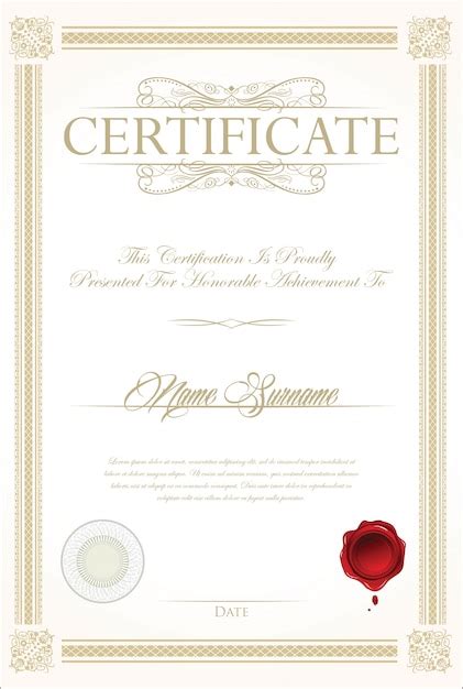 Certificat Ou Diplôme Vecteur Premium