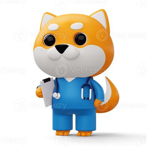 Cute Doctor Dog 3d Cartoon Dog Character 3d Rendering 26798460 Png