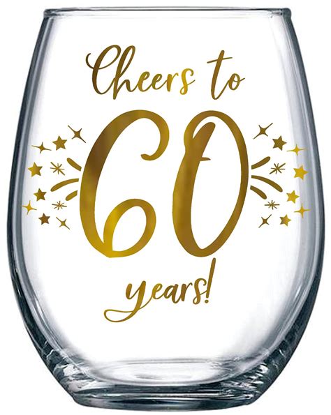 buy 60th birthday or anniversary wine glass t cheers to 60 years 20oz stunning gold