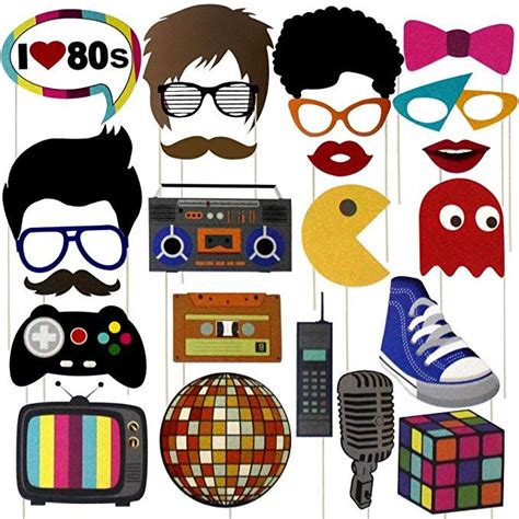 Musykrafties 80s Party Photo Booth Props 24 Count Party Photo Booth