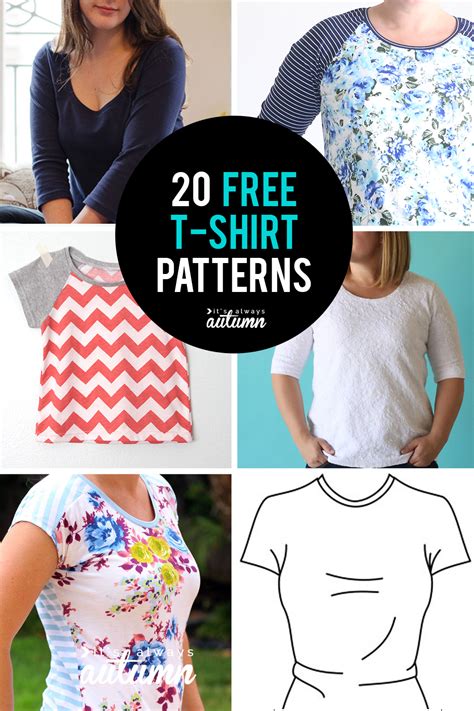 20 Free T Shirt Patterns You Can Print Sew At Home Its Always Autumn