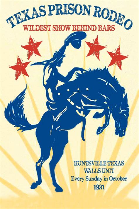 Texas Prison Rodeo Huntsville Texas Poster Vintage Print Etsy