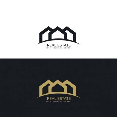 Free Vector Black And Gold Real Estate Logo With Three Houses Logo Immobiliare Affari Creativo