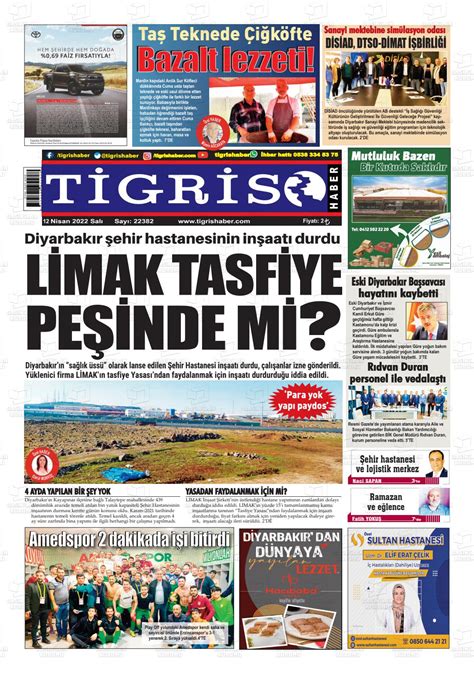12 Nisan 2022 tarihli Tigris Haber Gazete Manşetleri