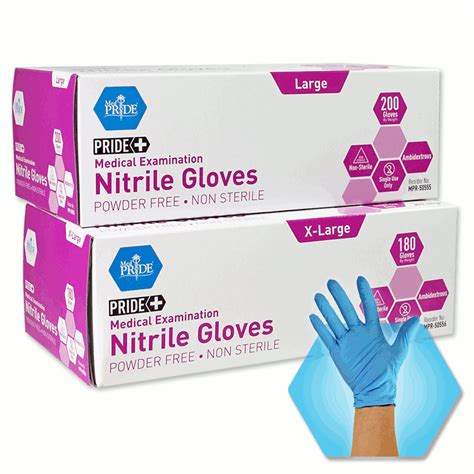Medpride Nitrile Exam Gloves Powder Free Slim Large Box Of 200