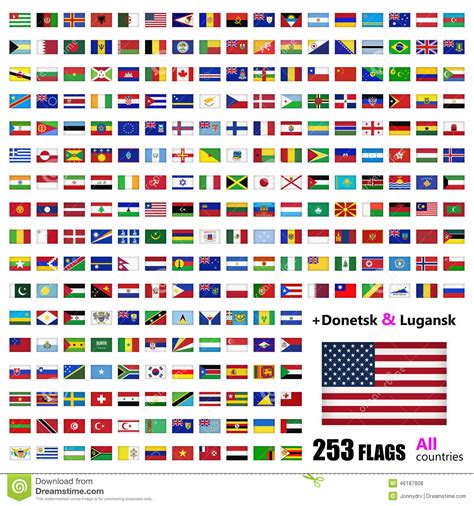 World Flags Collection All Sovereign States Set In Vector Stock