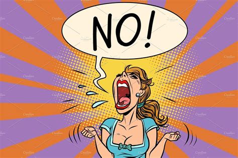 No Furious Screaming Woman Retro Vector Illustration Vector