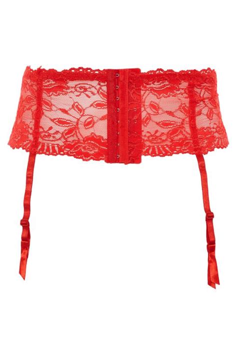 red deep lace suspender belt yours clothing