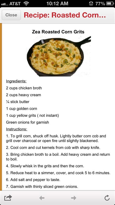 Monitor nutrition info to help meet your health. Zea's corn grits | Food recipes, Food, Restaurant recipes