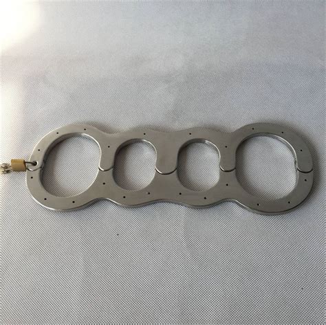 Luxury Stainless Steel Cangue Fixed Handcuffs Wrist Cuffs Fetter Anklet Shackles Restraint Lock