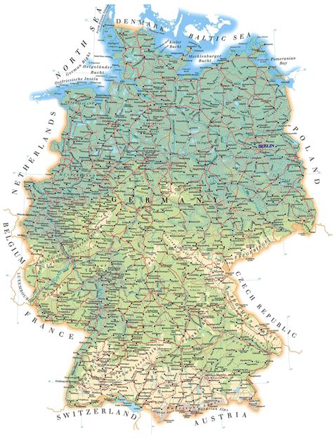 Geographical Map Of Germany Topography And Physical Features Of Germany