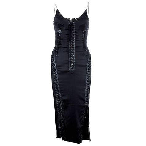 Dolce And Gabbana Silk And Lace Up Leather Corset Dress At 1stdibs