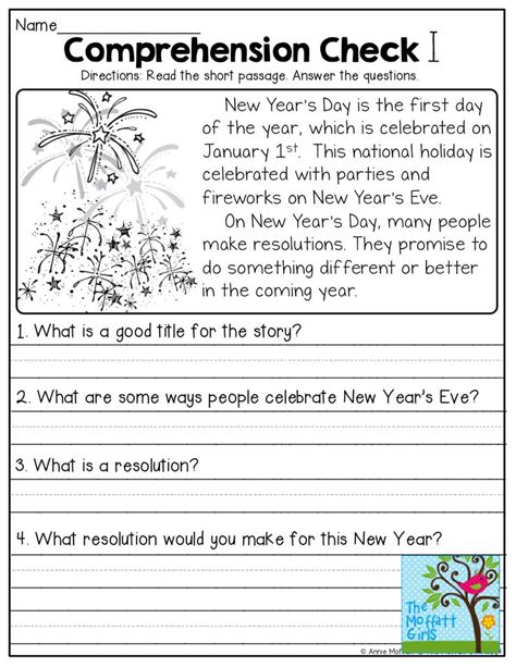 Reading And Writing Comprehension Worksheet
