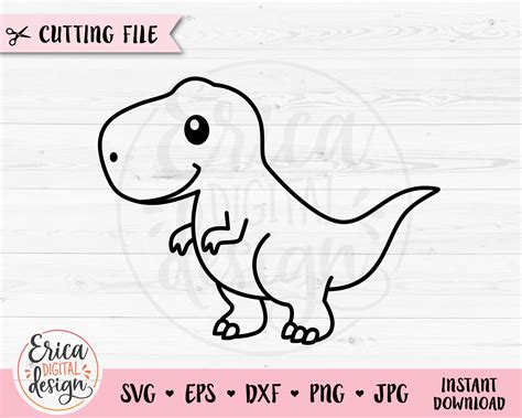 T-rex SVG Dinosaur Outline Cut File Baby Dino Tyrannosaurus - Etsy