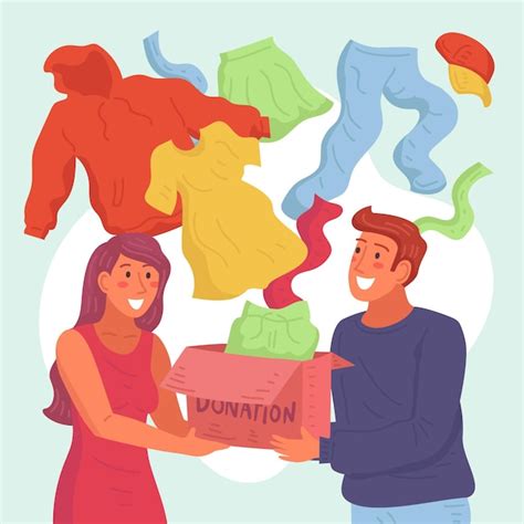 Free Vector Flat Hand Drawn Clothing Donation Illustration With People