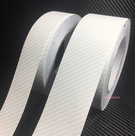 Diy Adhesive White 4d Texture Carbon Fiber Vinyl Tape Car Wrap Sticker